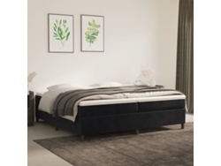 Cama Box Spring Con Colchón Terciopelo Negro 200x200 Cm