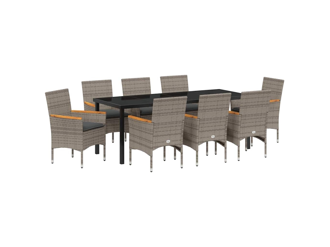 Maison Exclusive - Conjunto De Comedor De Jardín 9 Pcs Gris Ratán Sintético