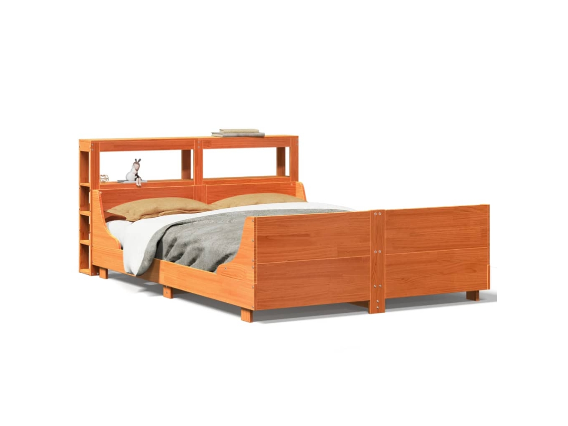 Maison Exclusive - Cama Sin Colchón Madera Maciza Pino Marrón Cera 150x200 Cm