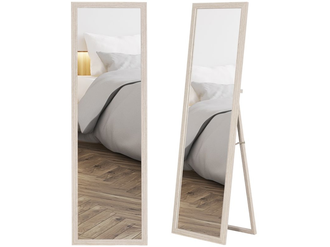 Espejo De Cuerpo Entero, 160 X 50 Cm, Diseño Versátil, Rectangular Con Marco, Color Blanco.