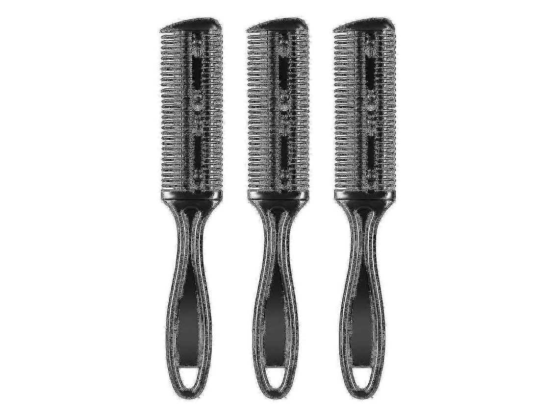 Peine para cortapelos - Peine de doble cara con cuchilla de acero inoxidable - Paquete de 3 (negro)
