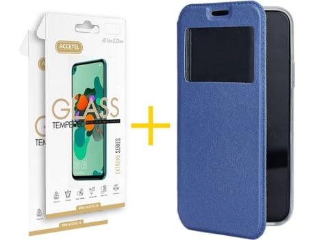 Kit Funda + 2 Protectores de Pantalla Apple iPhone 11 ACCETEL Gandy Flip (Azul)