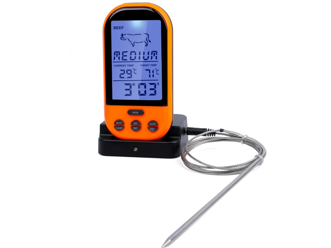 Termómetro Digital Inalámbrico Para Alimentos Con Control Remoto Y Temporizador Para Carne, Barbacoa Y Cocina.