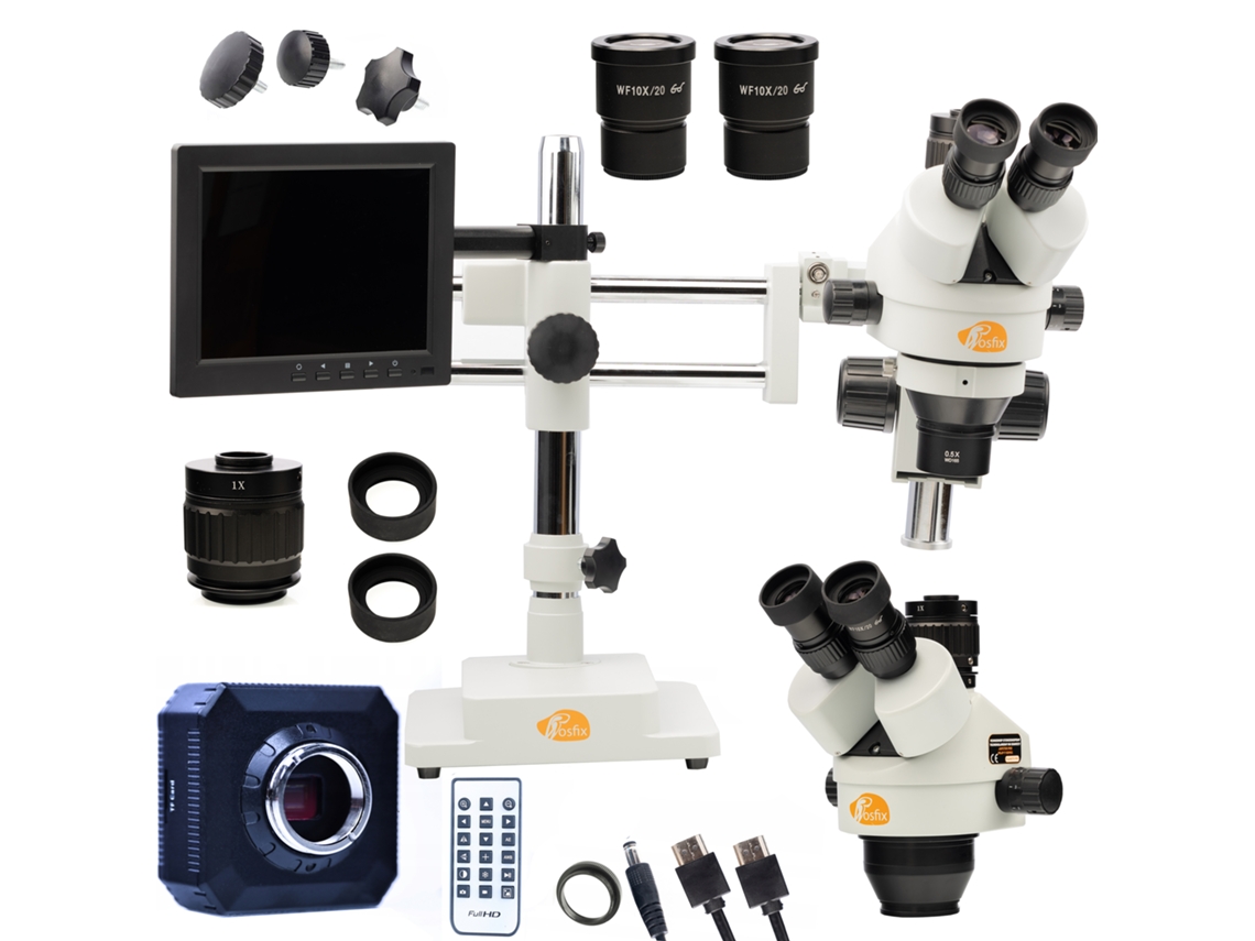 Microscopio trinocular Jupiter Pro MSJP-T-SDMS1 – Zoom de 7x a 45x | Pantalla de 8 pulgadas | Iluminación LED