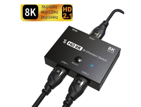 Conmutador bidireccional hd hdmi 2.1 8K60Hz 4K120Hz Caja de conmutador de conversión hd para ps5 xbox nvidia negro