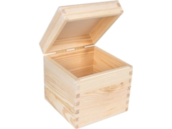 Creative Deco Caja de Almacenamiento Cuadrada de Madera 16 X 16 X 16 Cm Cofre sin Pintar para Decorar con Tapa CREATIVE DECO