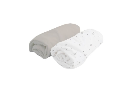 DOMIVA Conjunto de 2 Lençóis embutidos Branco Estrelas/Pérola 60x120 cm