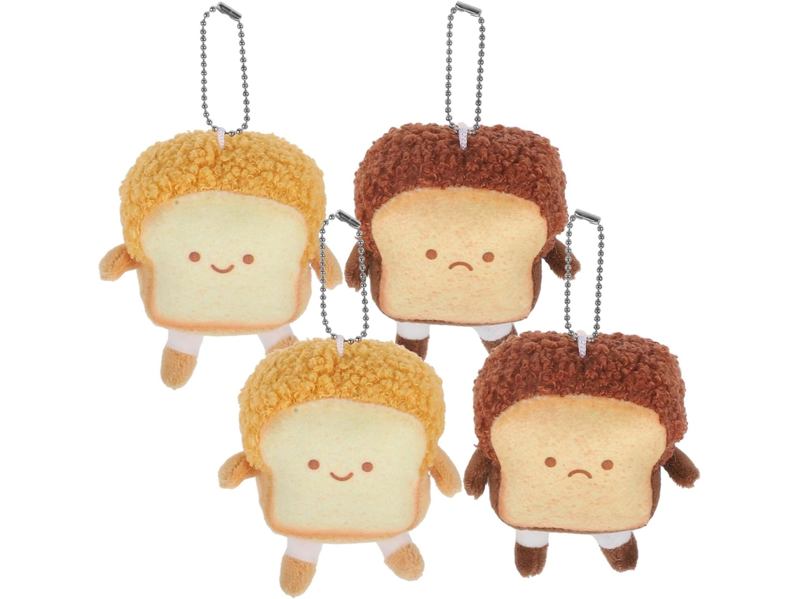 Juego De 4 Llaveros Con Forma De Tostada: Accesorio Decorativo Para Bolsos Y Llaves De Coche.