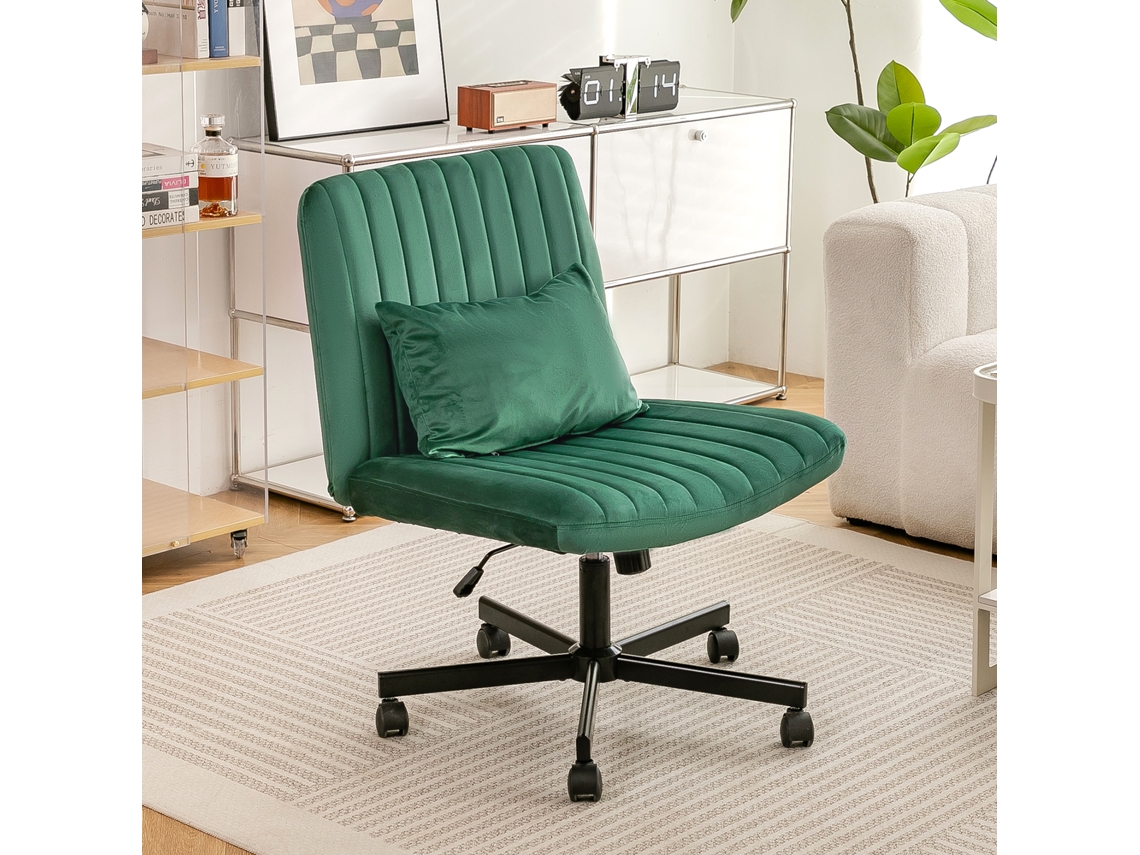 Silla De Oficina Giratoria Moderna, Regulable En Altura, Sin Brazos, Con Ruedas Y Tapizada En Tela.