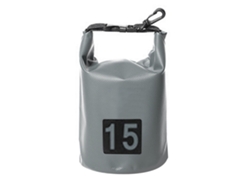 Bolsa impermeable seca de 15 litros, color gris, para rafting, camping, kayak, navegación y uso al aire libre.