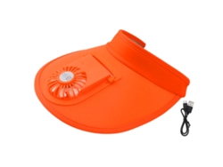 Chapéu Com Ventilador Para Mulheres E Crianças Protetor Solar 3 Velocidades Recarregável Usb Laranja Verão