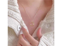 (oro) Collar Con Colgante De Media Luna Irregular En Plata De Ley 925 Con Cadena Cruzada Única En Forma De C, Moderno Y Popular.