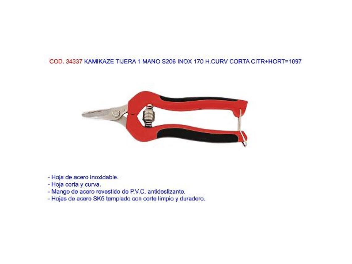 Kamikaze tijera 1 mano s206 inox 170 h.curv corta citr+hort 1097