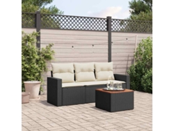 Conjunto de sofás de jardín de 4 piezas DKD Home Decor con cojines de mimbre negros