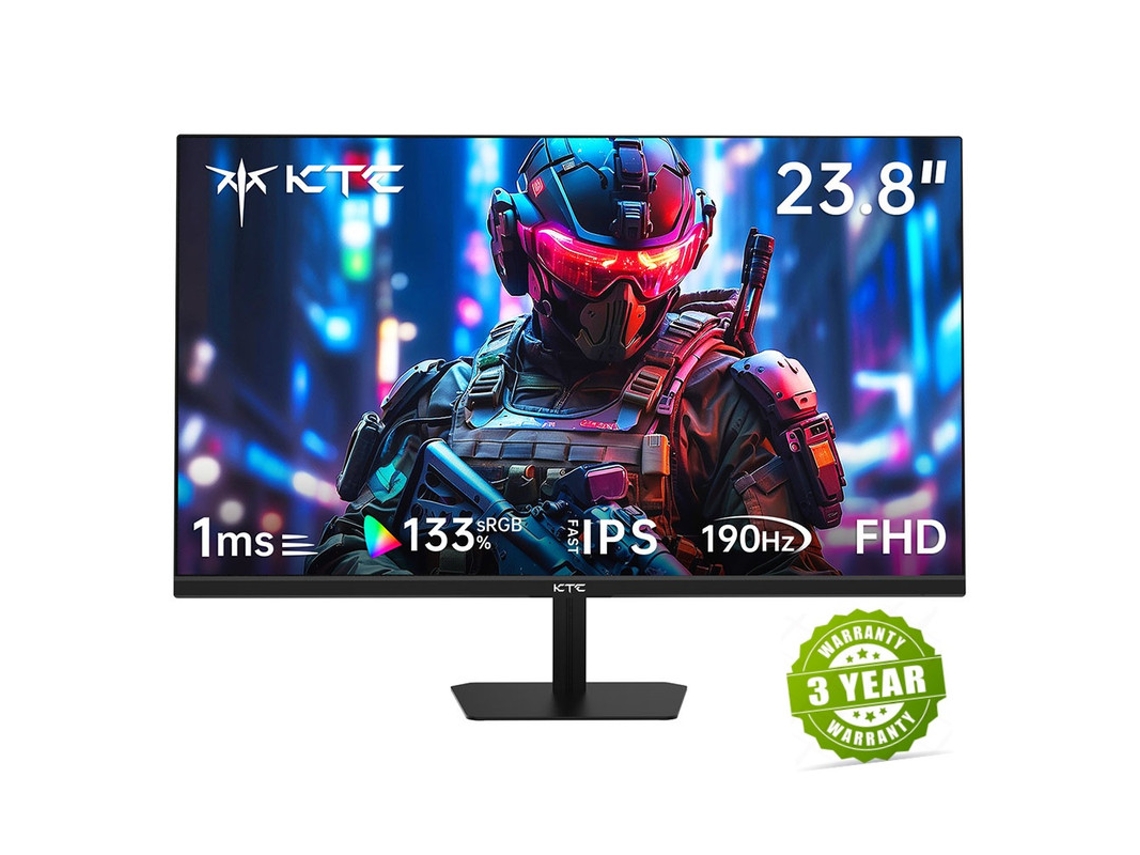 Monitor para juegos KTC H24F8 IPS FHD de 23,8" y 190 Hz, colores realistas, resolución 1920 x 1080, HDR10, tiempo de respuesta rápido para juegos.