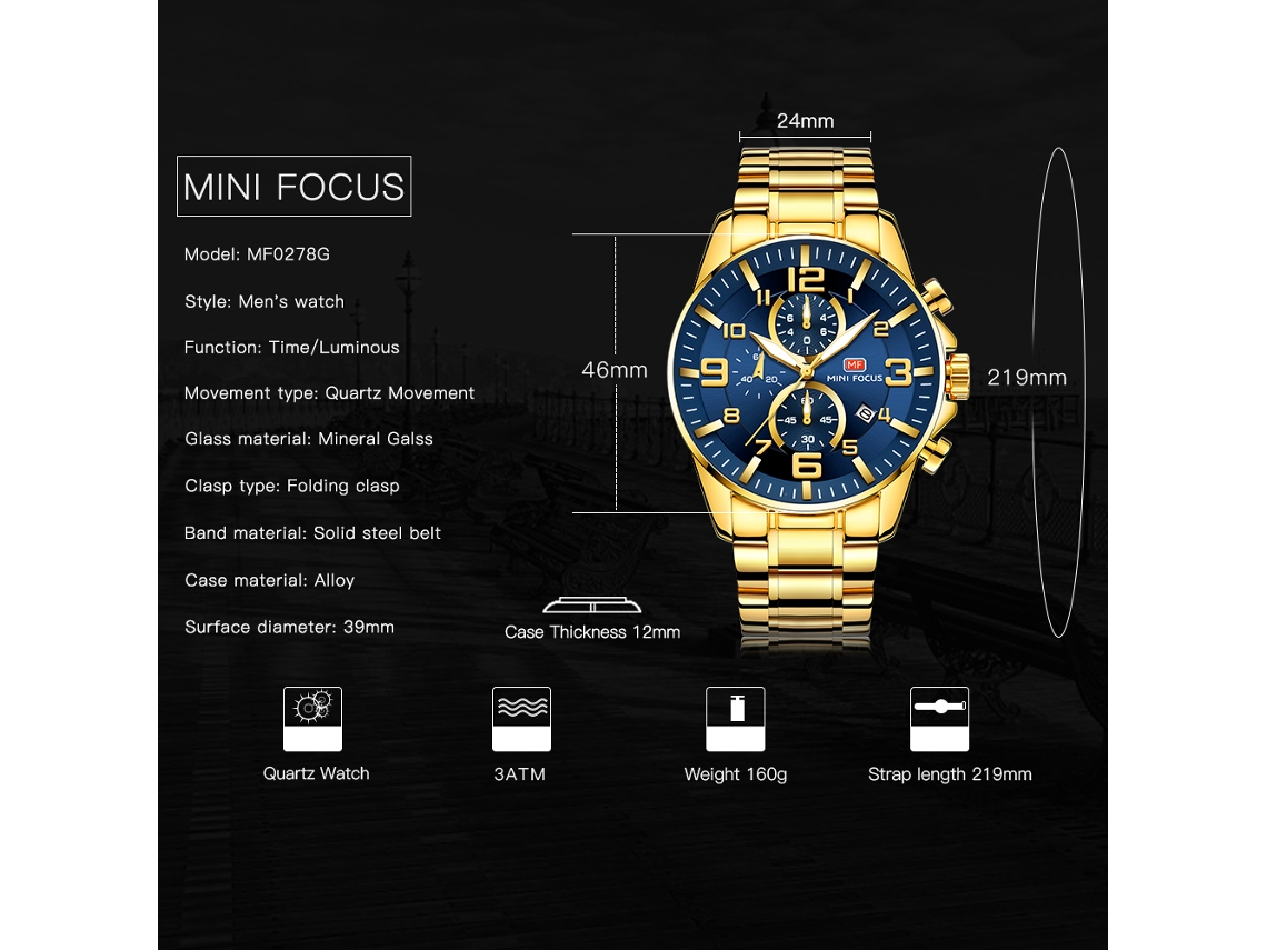 Reloj De Pulsera Mini Focus 0278g Para Hombre, De Cuarzo, Con Brazalete De Acero Inoxidable Y Resistente Al Agua.