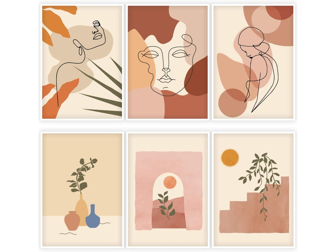 Arte Lineal Abstracto, Posters De Arte De Pared Minimalista, Dibujo De Rostro Femenino Impermeable