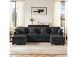 Sofá Modular De 4 Plazas Sofá De Esquina En L O U En Tejido Chenille Con Apoyo Para Los Pies, Adecuado Para Sala De Estar, Casa Estilo