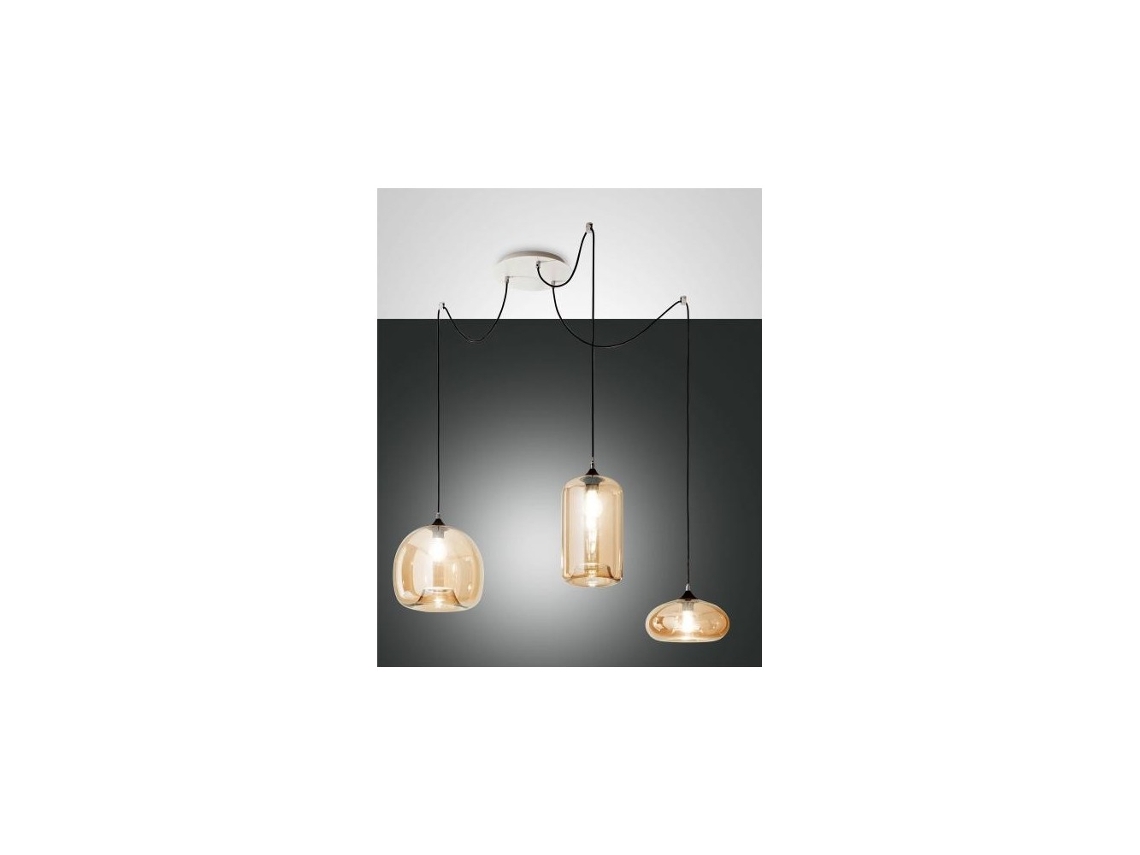 Lámpara colgante LED Fiona en metal y vidrio soplado Ambra 3496-47-125 FABAS LUCE