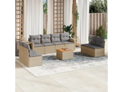 Conjunto de sofá de jardín con cojines DKD Home Decor, mimbre beige mixto