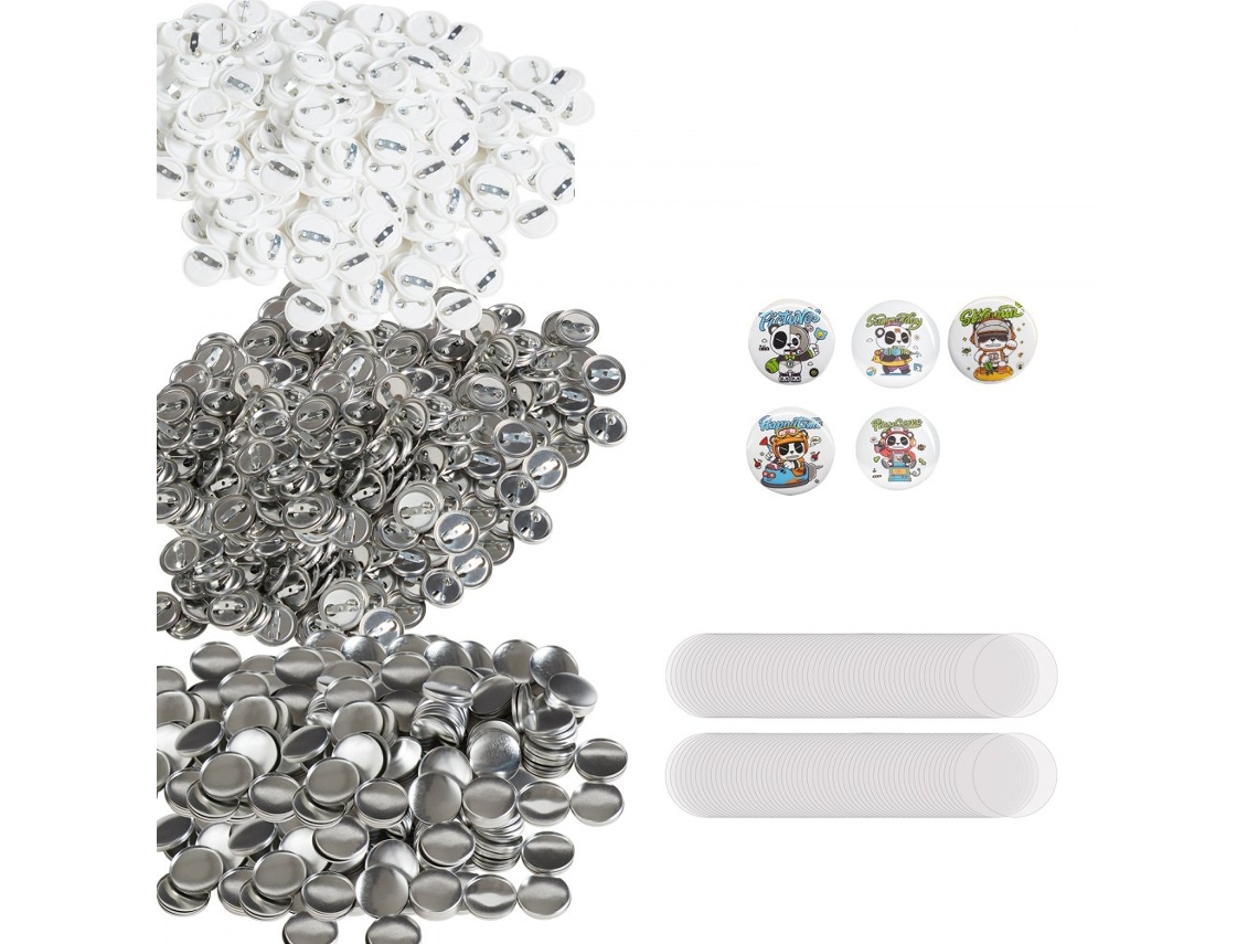 Juego de 500 piezas para fabricar botones y chapas de 25 mm Tekmaquinas