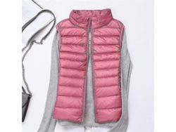 Chaleco Acolchado Ligero De Plumas Para Mujer, Abrigo Sin Mangas, Invierno, Rosa S Rosa