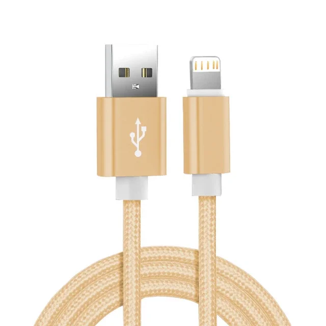 Cable De Carga Usb Trenzado De Nailon Metálico (dorado, 3 M) Para Iphone, Compatible Con Carga Rápida Y Transferencia De Datos.
