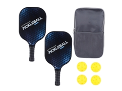 2 Raquetas De Pickleball Duraderas Carbono Pe, Mango Cómodo, Ligero, Set Con 4 Pelotas, Negro Y Azul