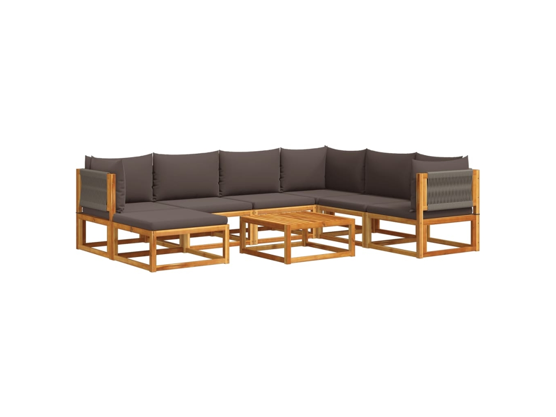Maison Exclusive - Conjunto de sofás de jardín de 8 piezas con madera de acacia y cojines de cuerda