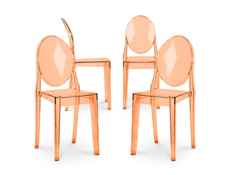 Pack de 4 Sillas de Comedor Victoria Queen Transparentes 50x38x91cm GHOST STYLE