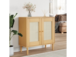 Aparador Senja Aspecto De Ratán Madera Pino Marrón 80x35x80 Cm