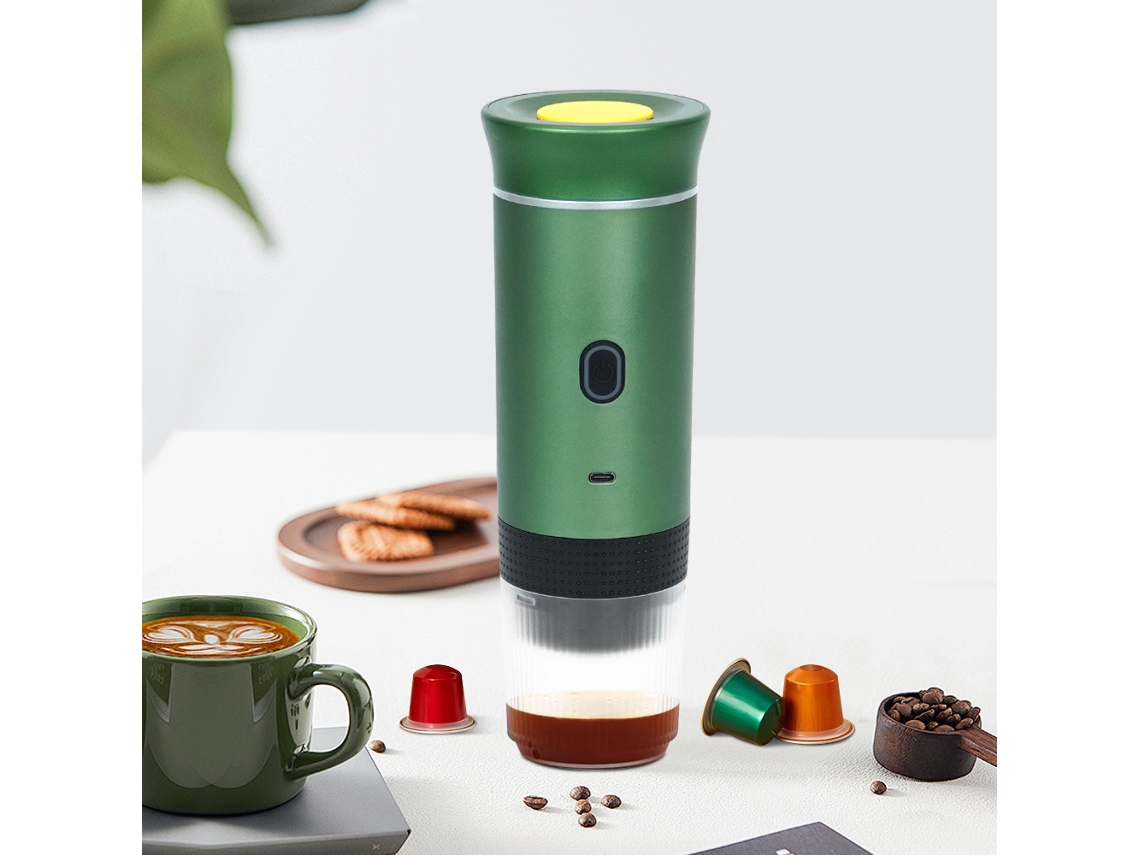 Cafetera portátil 3 en 1 con bomba eléctrica, cápsulas, polvo concentrado, doble uso y calefacción, color verde Cuich