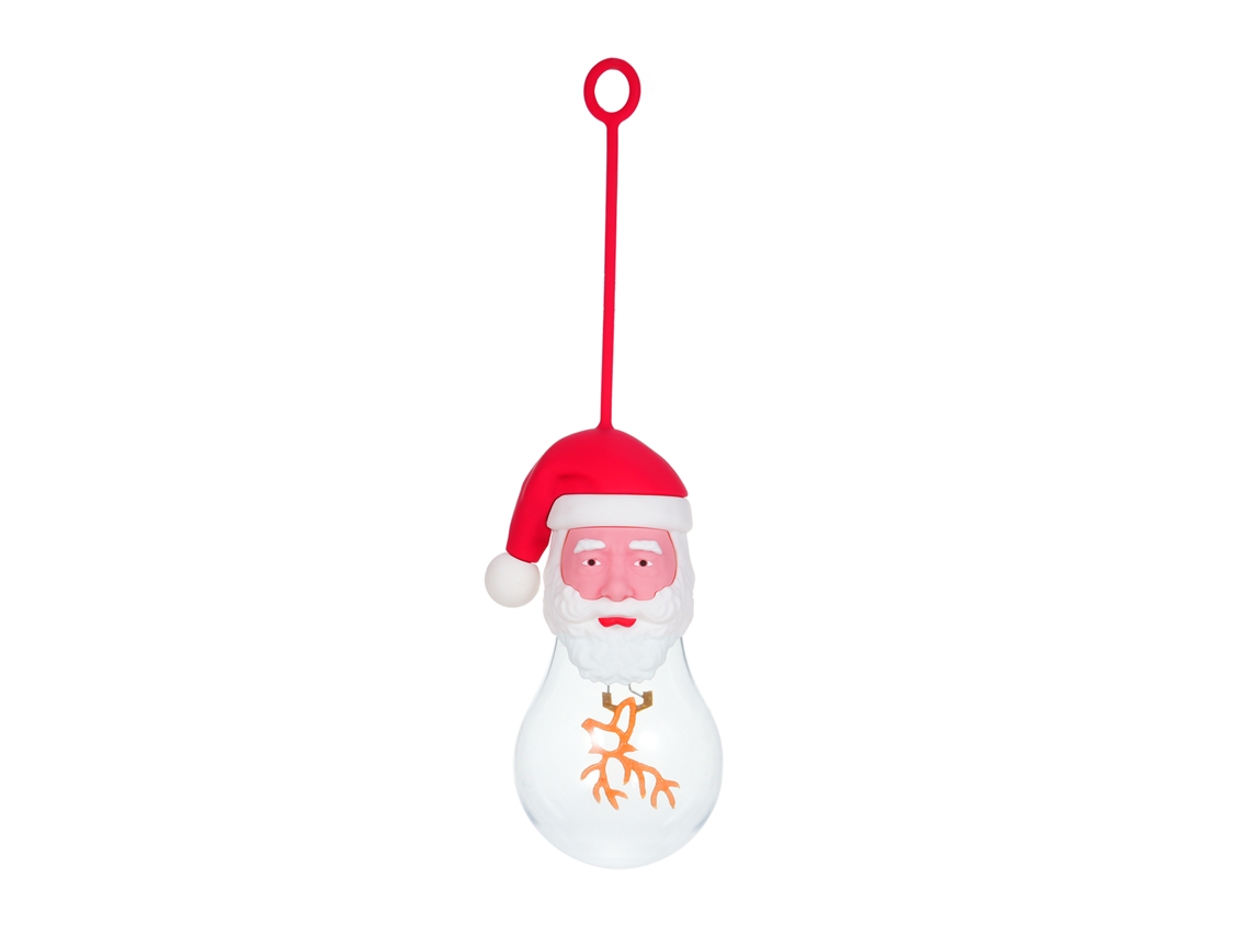 Lámpara Decorativa Navideña Recargable Con Cabeza De Papá Noel, Antena Y Renos - Luz Blanca Cálida - 3 Niveles De Brillo