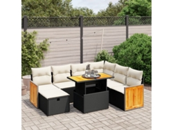 Conjunto de sofá de jardín de 8 piezas con cojines en mimbre sintético negro de DKD Home Decor