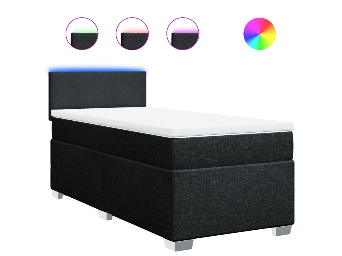 Maison Exclusive - Cama Box Spring Con Colchón Tela Negro 100x200 Cm