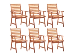 Sillas de comedor de jardín DKD Home Decor de 6 piezas en madera maciza de acacia