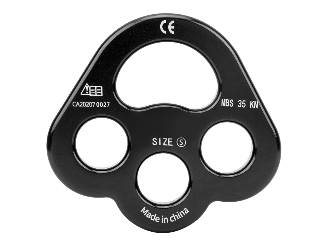 Placa de suporte Jinwei com 3 furos para equipamento de escalada em corda Camnal: resistência à ancoragem e fixação, preta.