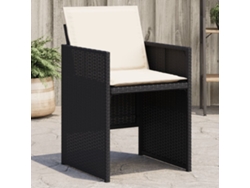 Sillas de jardín con cojines, 4 unidades, mimbre sintético negro, Dkd Home Decor