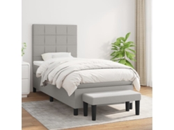 Cama Box Spring Con Colchón Tela Gris Claro 100x200 Cm