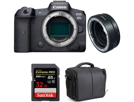 Kit Cámara CANON EOS R5 EF-EOS R + SanDisk 32 GB + Bolsa (Full-Frame)