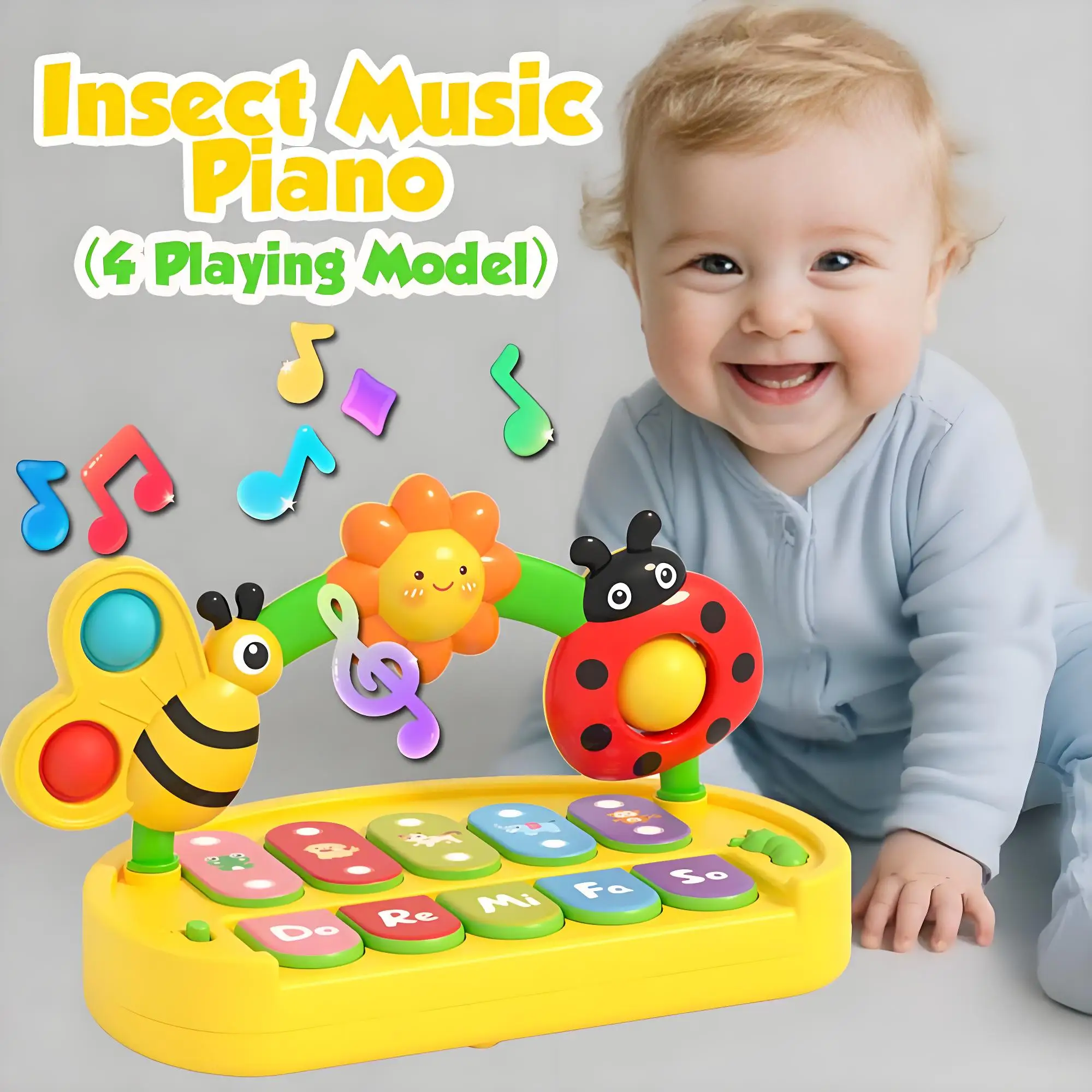 Piano de juguete para bebés con luces y música, 4 modos. MDUG