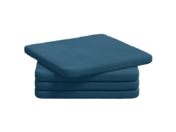 Cojines para asiento, 4 unidades, azul, 40 x 40 x 3 cm, terciopelo, HARLANV1