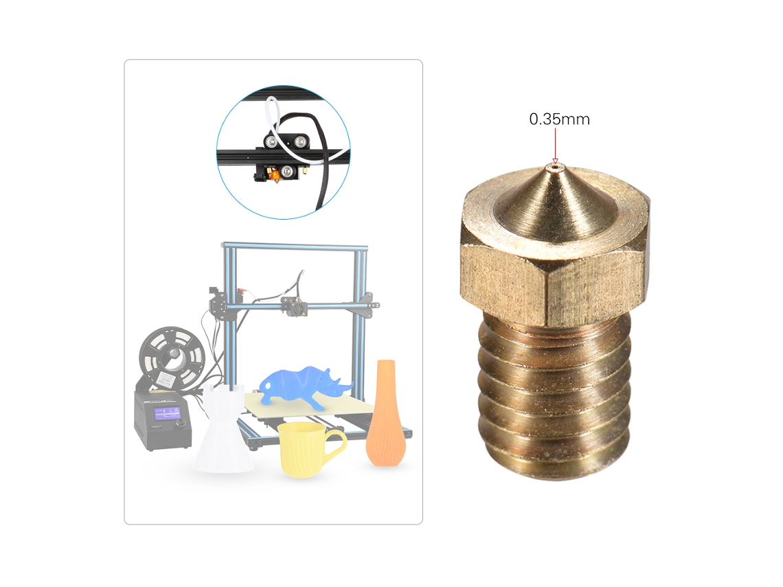 Boquilla De Latón V5/v6 Para Extrusora De 1,75 Mm, Para Filamentos De 0,2 A 1,0 Mm.