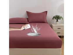 Protector De Colchón Impermeable Czhhmart 200cm X 220cm (con Dos Fundas De Almohada) Rojo Oscuro