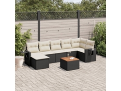 Conjunto de sofá de jardín de 8 piezas con cojines en mimbre sintético negro de DKD Home Decor