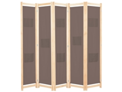 Separador LOVELY HOME con 5 Paneles de Tela Castaño (200 x 170 x 4 cm)