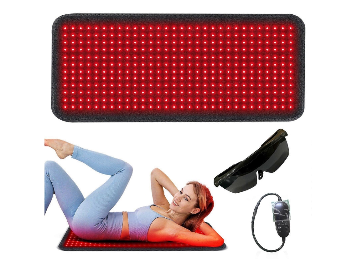 Colchoneta terapéutica con luz roja LED infrarroja para el alivio del dolor muscular de espalda.