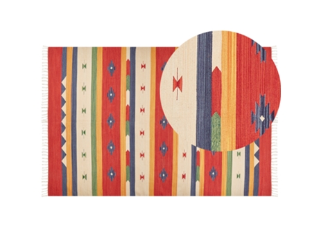 Alfombra kilim de algodón rojo/beige 200 x 300 cm BELIANI Alapars