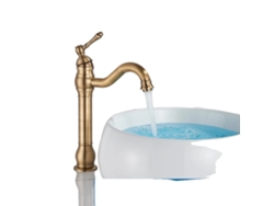 Grifo de baño de bronce antiguo, alto, para encimera