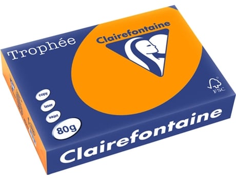Papel CLAIREFONTAINE Copia, láser y chorro de tinta Trophée A4 80 gsm (500 Hojas - Naranja )
